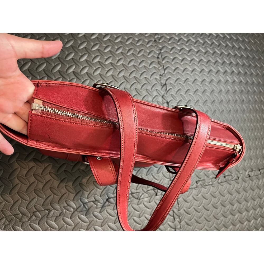 Vintage‎ COACH HAMPTON TOTE F10195 Red LEATHER Classic Womens Y2K BAG PURSE - Picture 10 of 12